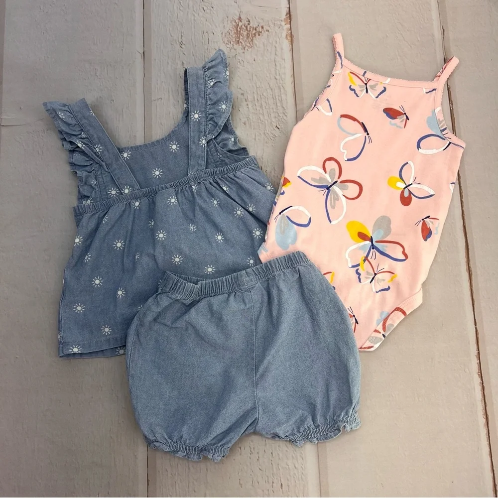 Carter's Baby Girls 3-pc. Short Set SIZE 18M‎